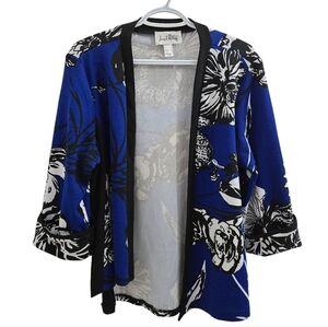 Joseph Ribkoff Blue and Black Floral Cardigan